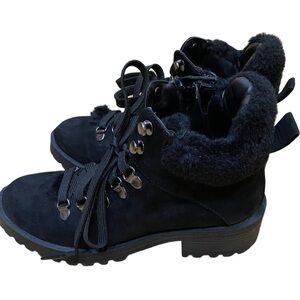 R2 KIERRA Black Faux Fur Lace Up Zip Ankle Boots Women’s Size 6 NWOT